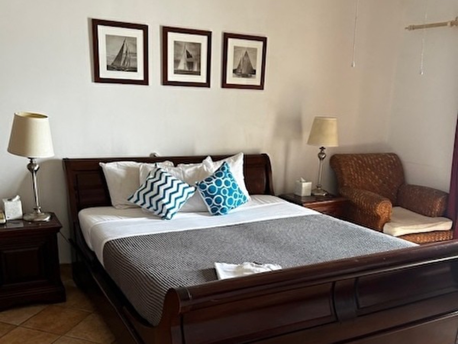 A guest room at The Old Gin House
